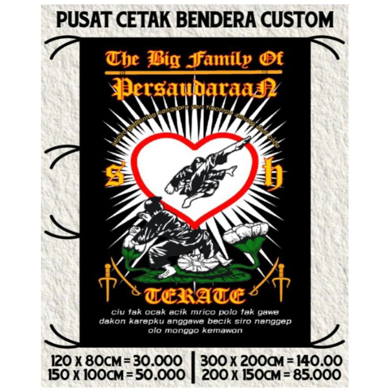READY STOK + FREE STICKER SH, BENDERA PSHT, GIANTFLAG PSHT, BANNER SPANDUK KAIN SH PSHT PUSAT MADIUN