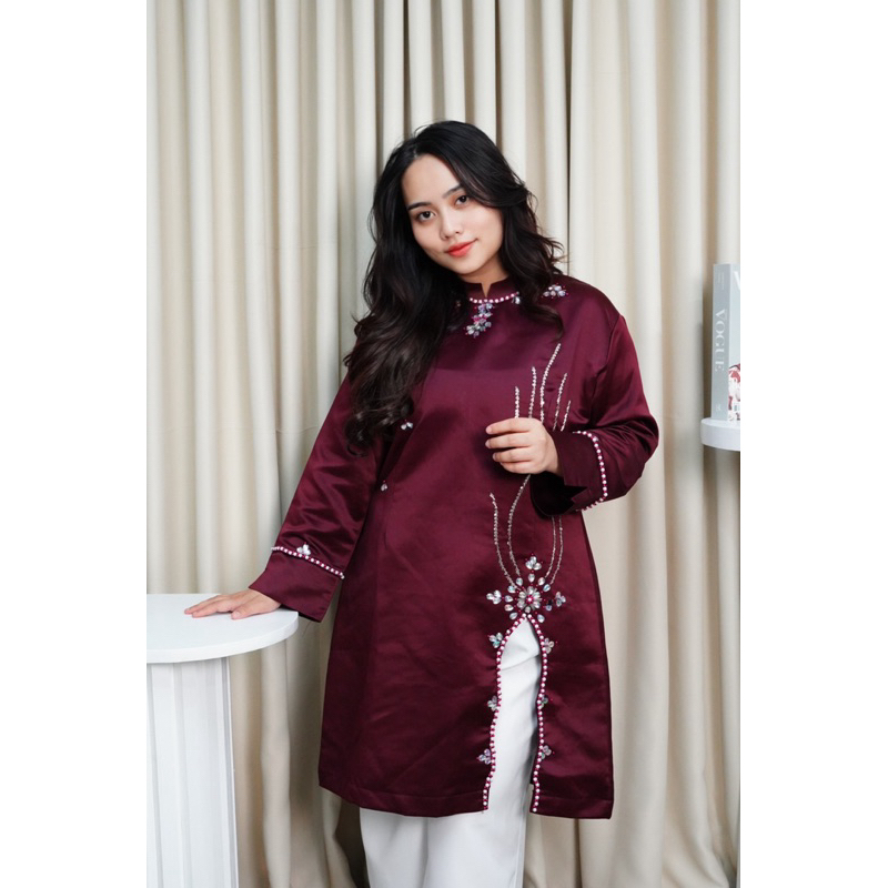 Gavareel - Savannah tunik melayu burgundy