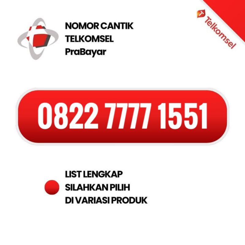 Nomor Cantik Telkomsel Seri 7777 Murah