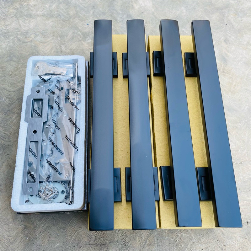 handle pintu rumah full black 33cm 45cm handle pintu kupu tarung