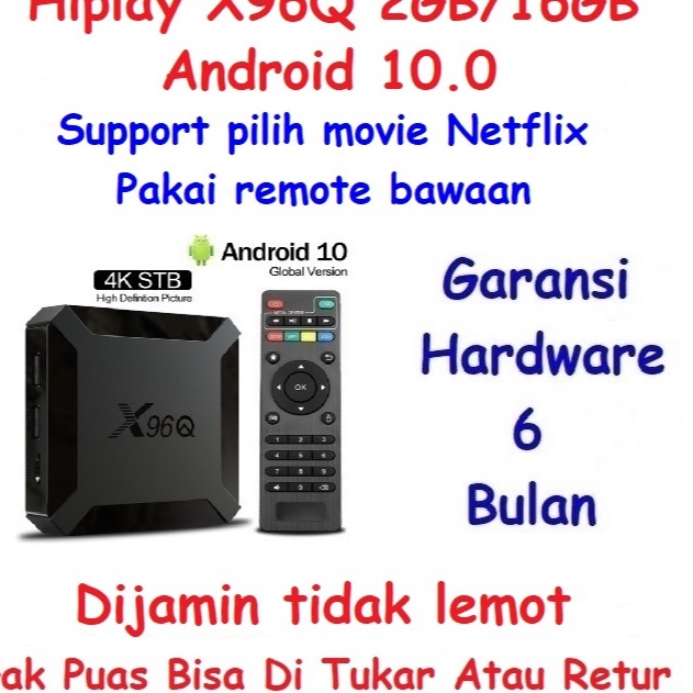 FG2 Hiplay X96Q Android 1 Android TV Box 2GB 16GB Allwinner H313