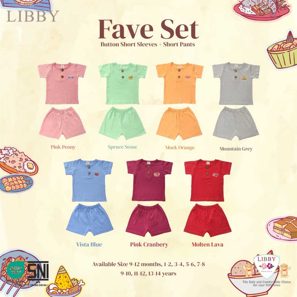Libby fave set 1stel setelan pendek anak