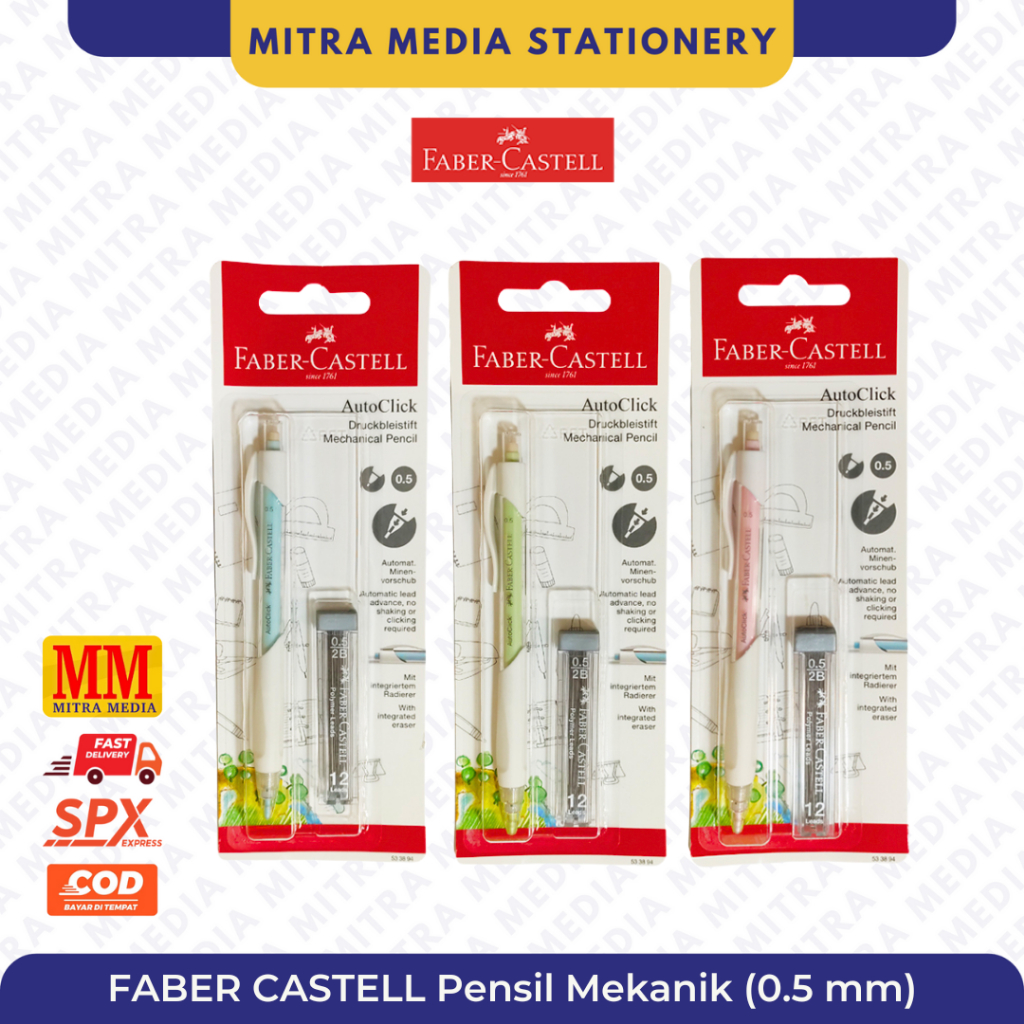 

Pensil Mekanik Faber Castell AutoClick 0.5mm + Refill 2B