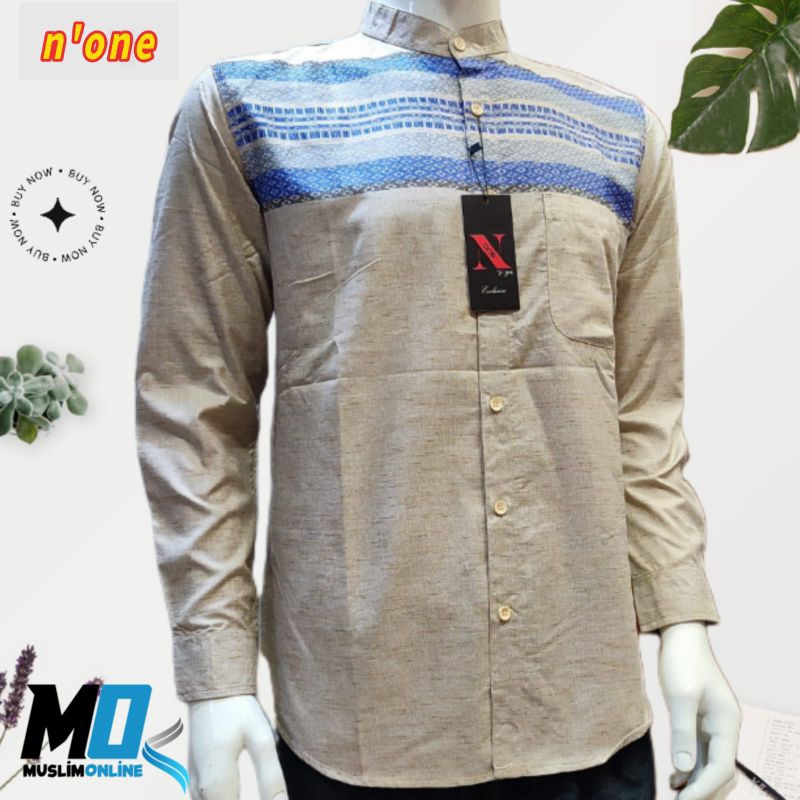 kemko kh n'one kemeja koko pria dewasa tangan panjang premium original