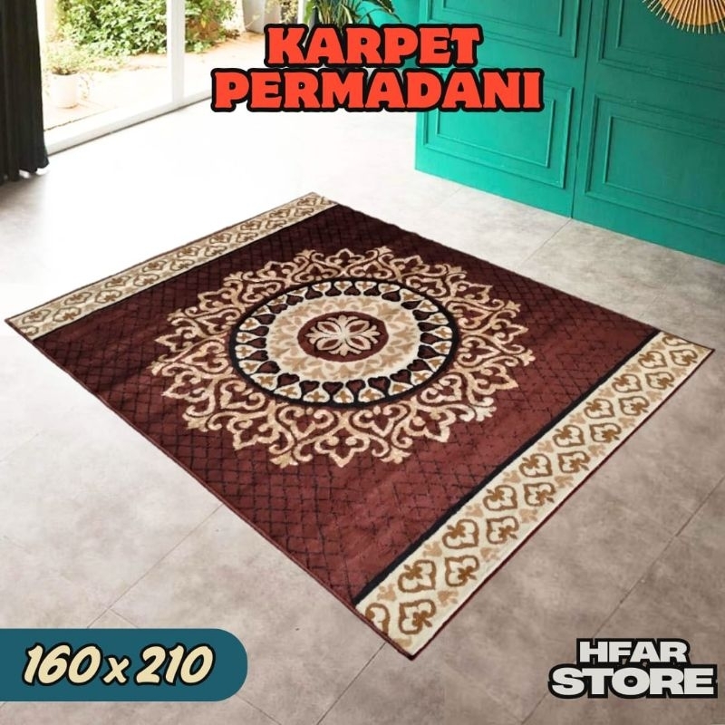 Karpet Permadani Tebal Sekelas Moderno 160x210 Coklat, Maron, Hitam, Hijau
