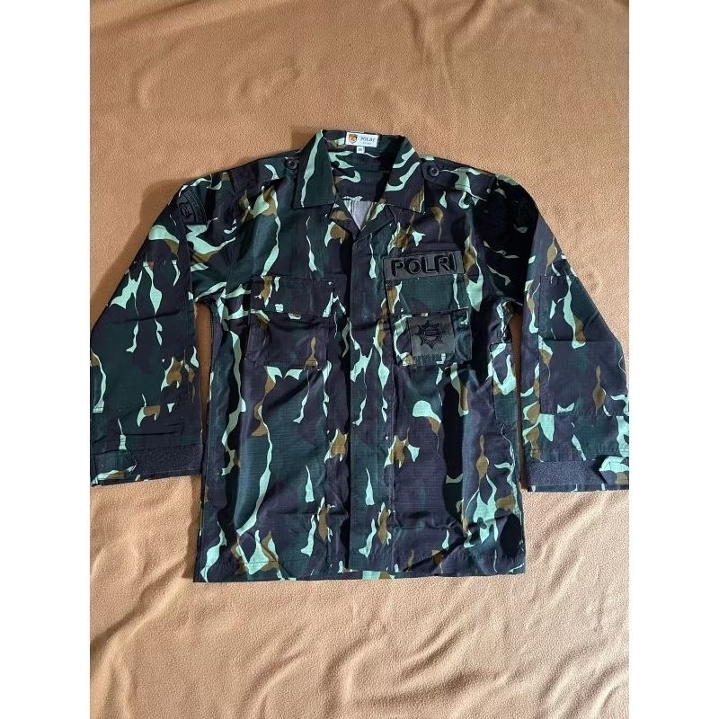 Baju saja PDL Loreng Tactikal jatah Brimob Polri  bahan kotak kotak