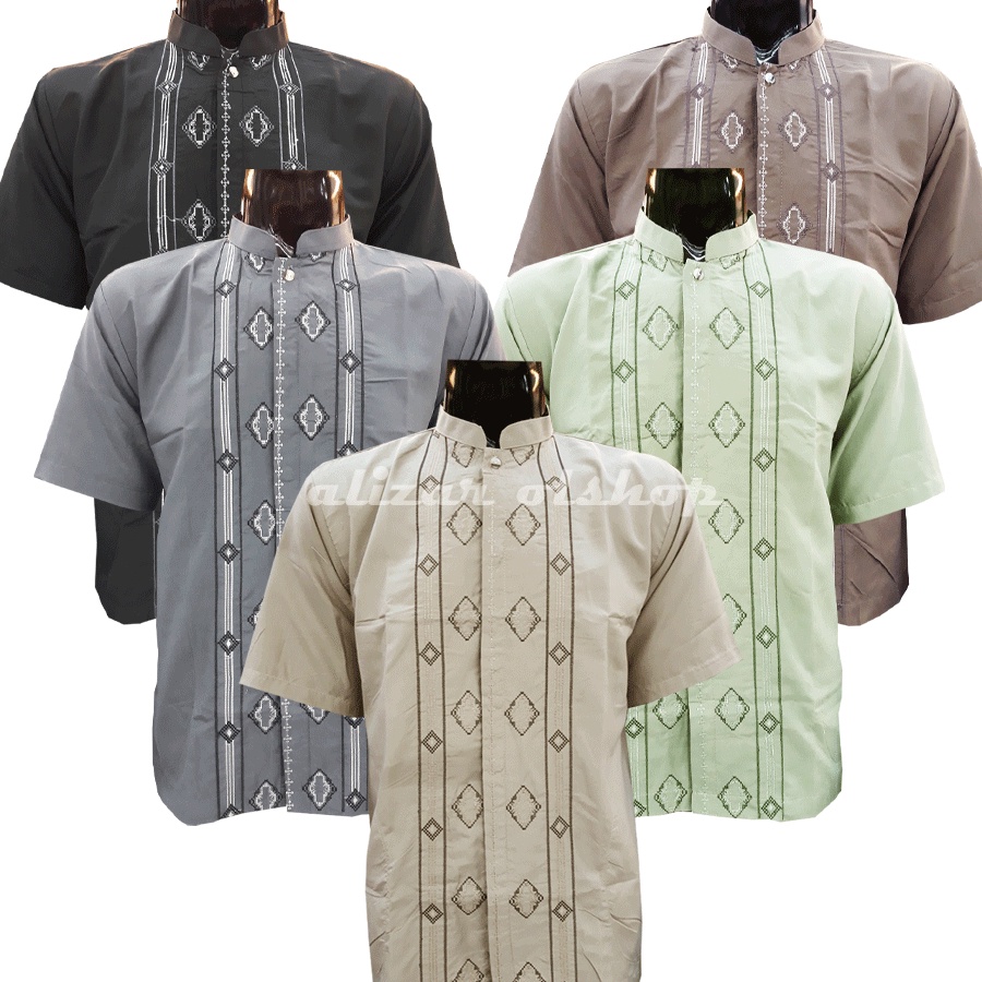 Baju Koko Pria Dewasa Lengan Pendek Baju Koko Muslim Dewasa Lengan Pendek Koko Bordir Lengan Pendek 