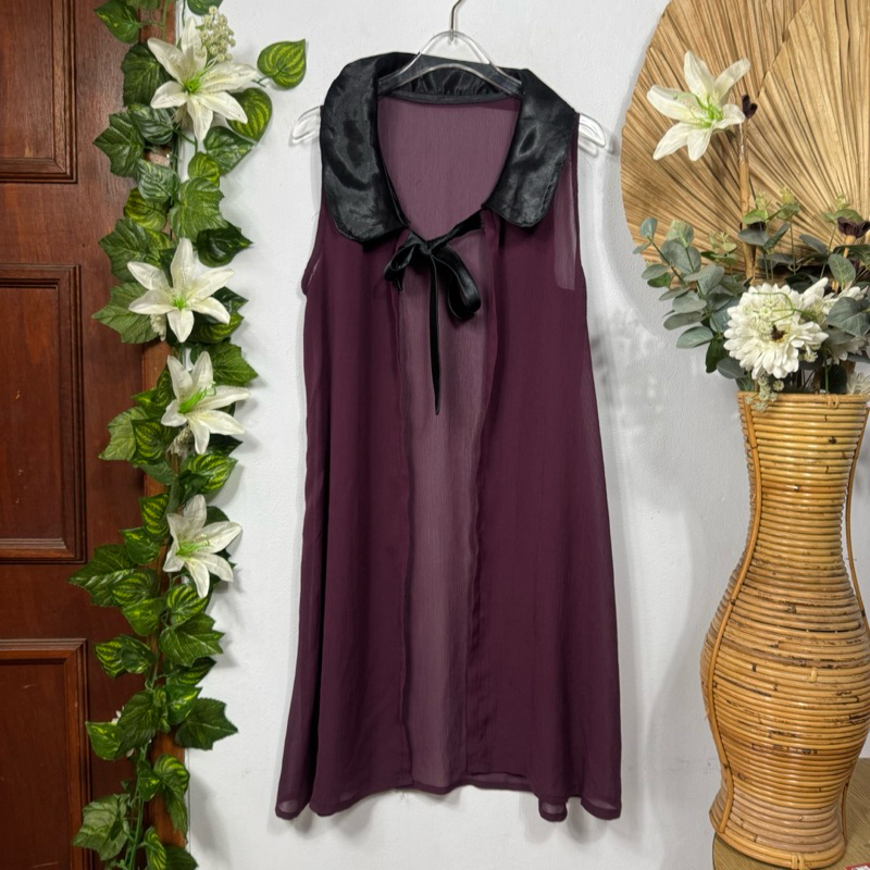 Outer MiniDress Ungu Chiffon