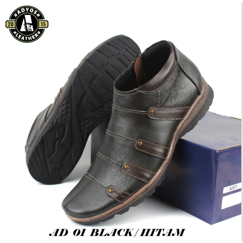 Sepatu Kulit Pria Model Semi Boot Casual Resleting