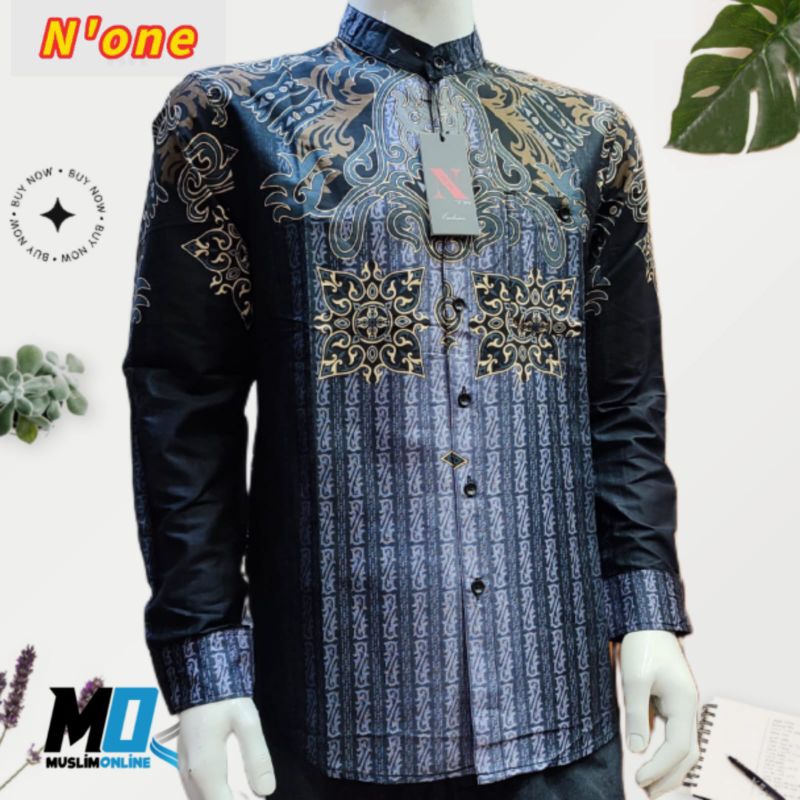 kemko kh n'one kemeja koko pria dewasa tangan panjang premium original