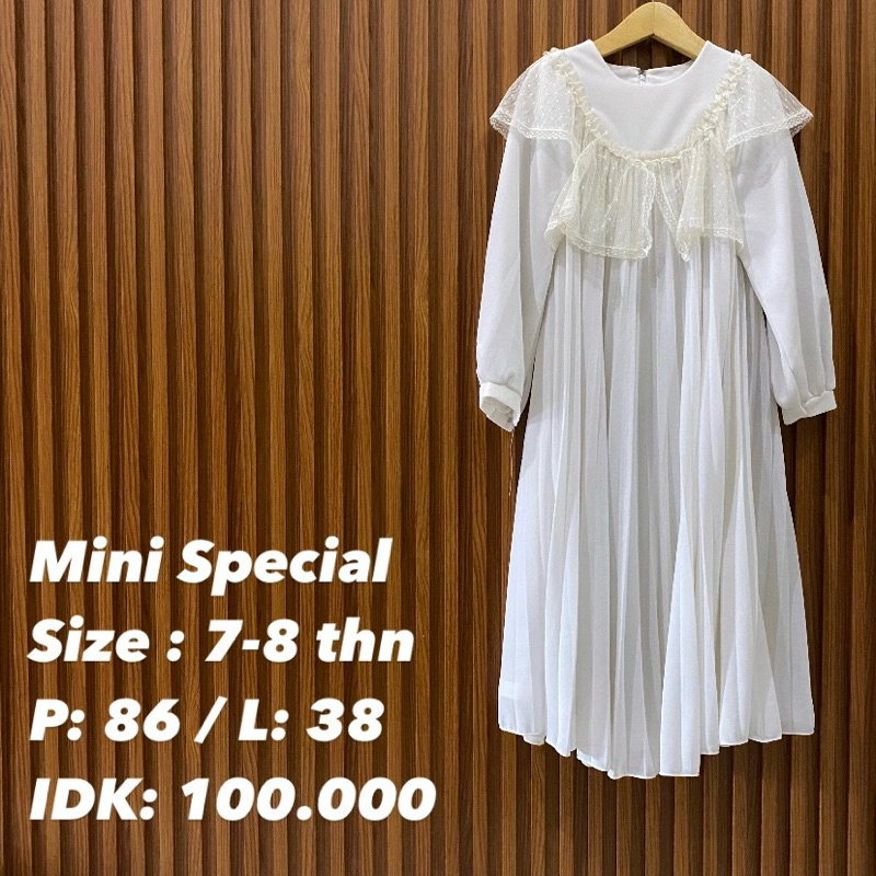 dress/gamis putih anak mini social size 7-8 tahun putih || baju lebaran