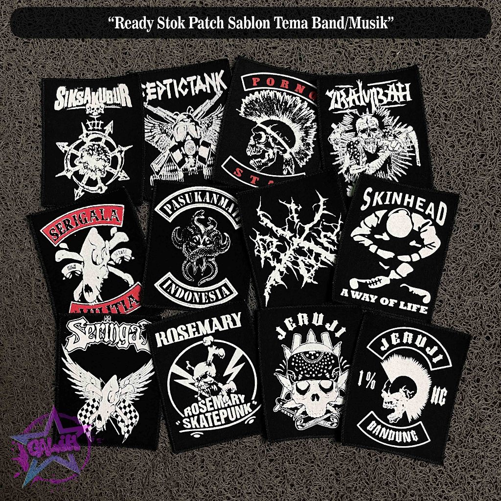 Patch musik emblem sablon kecil patch metal emblem punk patch sablon tema band metal punk patch band