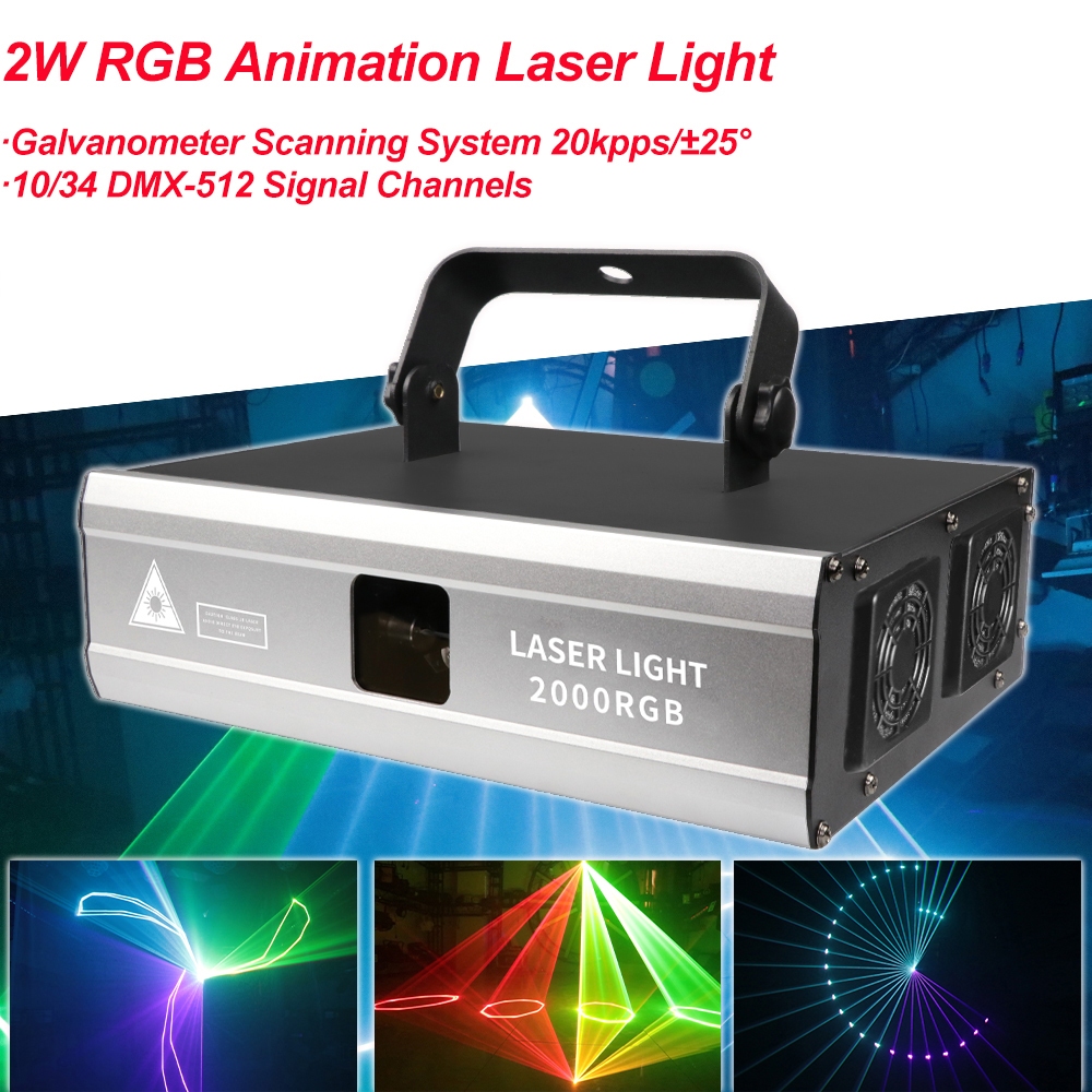 YUER Lampu Proyektor Laser Panggung Animation Light DMX-512 LED RGB - 2000RGB | Lampu Laser RGB | An