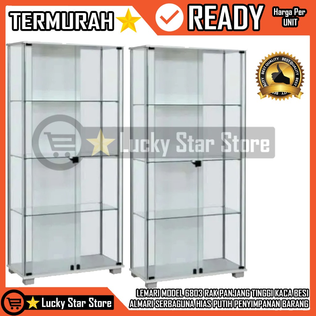 Lh 6803 Lemari Hias Ukuran 100x50x180 Cm Furnitur Kabinet Barang Aman Rapi Bahan Kuat Pintu Buka Men