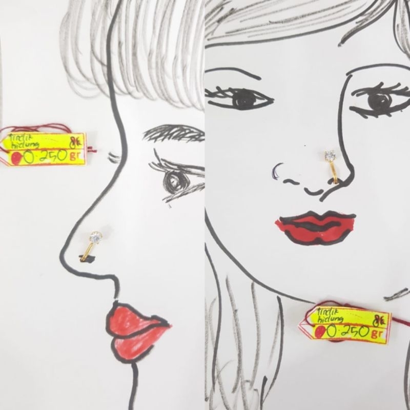 AT626DLM Tindik hidung langsung permata emas kuning asli berat 0.250 kadar 375% 8k
