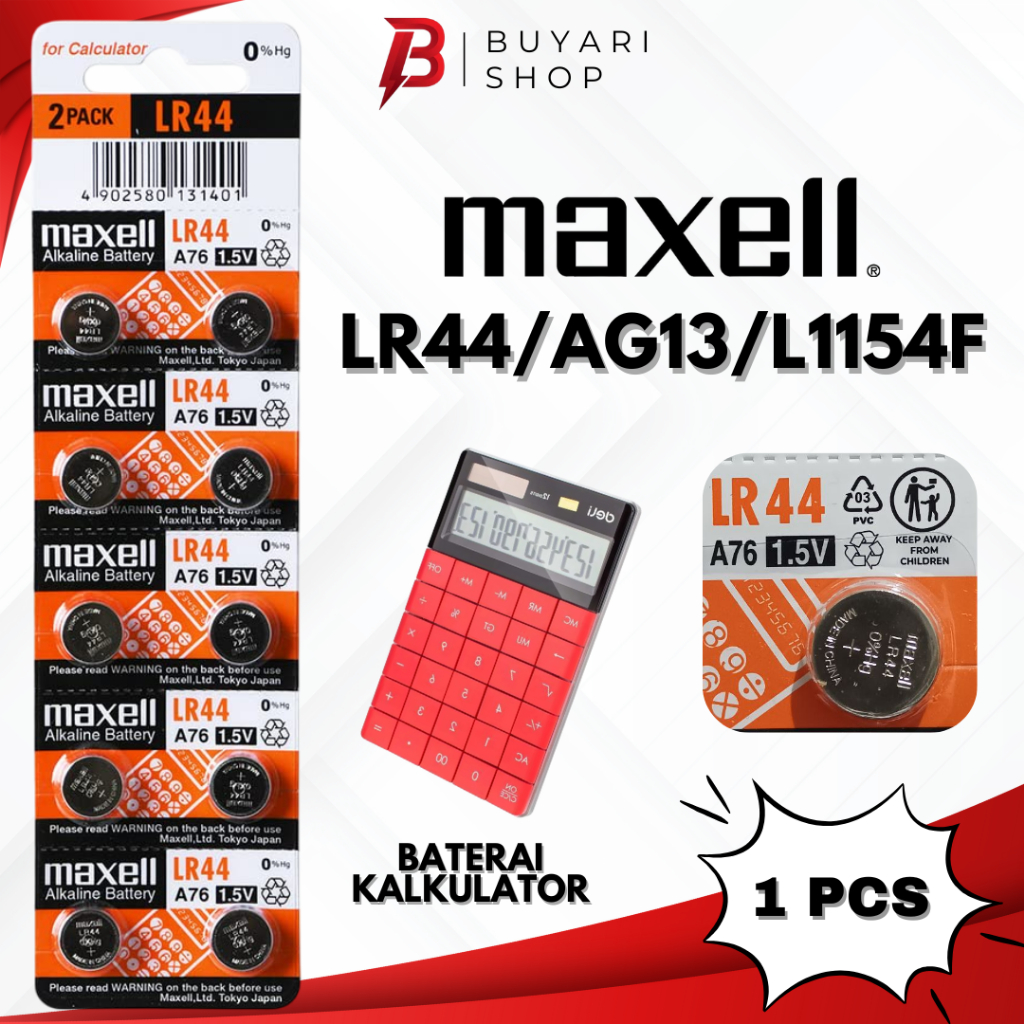 ORIGINAL JAPAN Baterai Kalkulator Maxell Casio Citizern Kancing LR44 Original Maxel AG13 kecil Batre