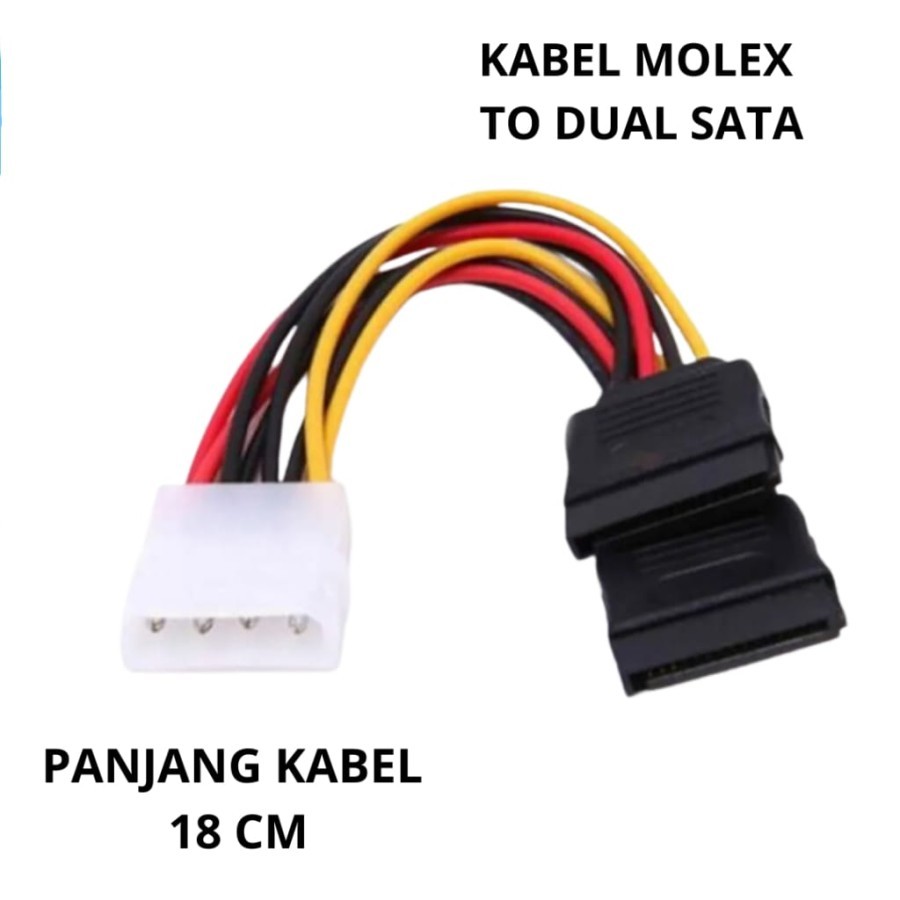 KABEL POWER SATA MOLEX 4 PIN TO DUAL POWER SATA \ MOLEX TO SATA CABANG 2