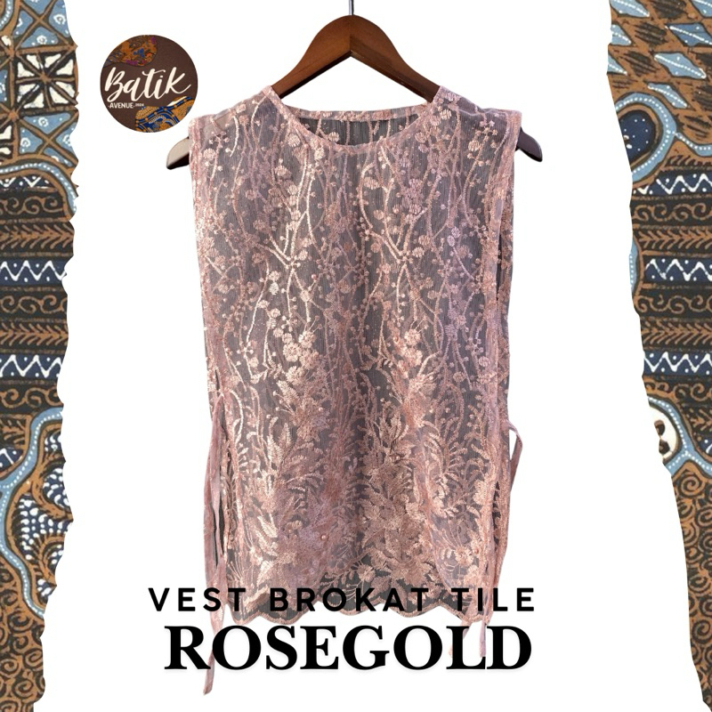 Vest Brukat Tile - RoseGold / Atasan Wanita / Outer Wanita / Baju Lebaran / Baju Kondangan