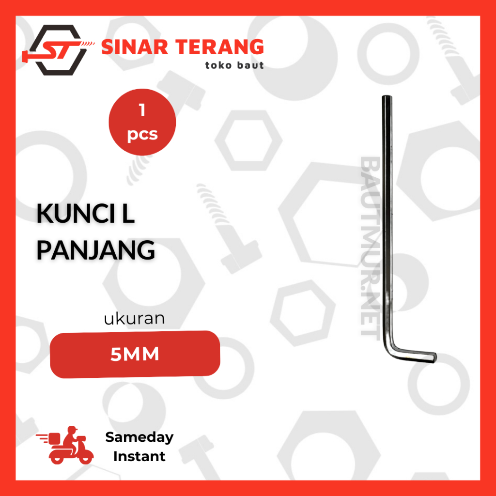 Kunci L Satuan 5 mm - Kunci L 5 mm Panjang PROTECH