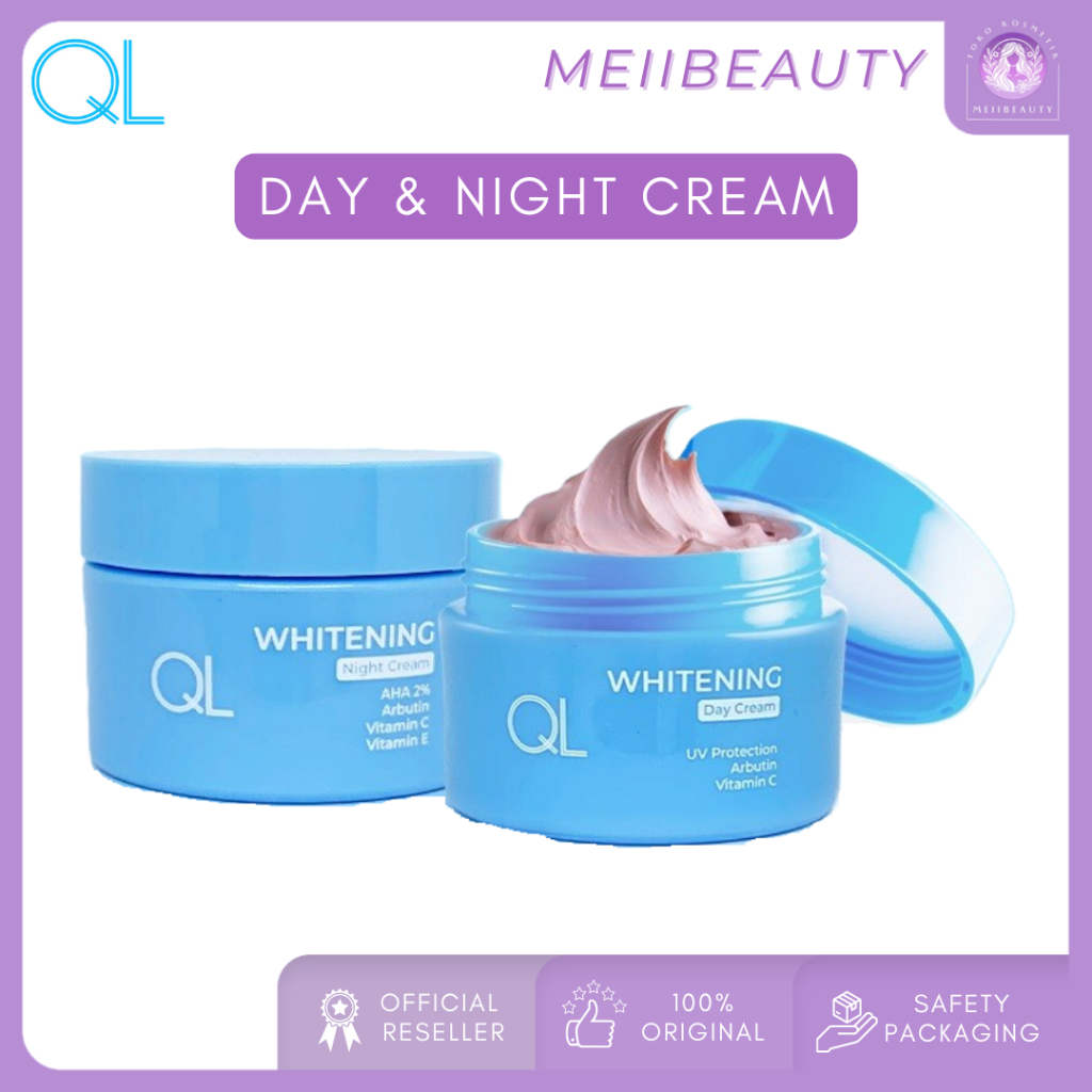QL Cosmetic Whitening Day & Night Cream | Krim Siang & Malam Glowing Pencerah