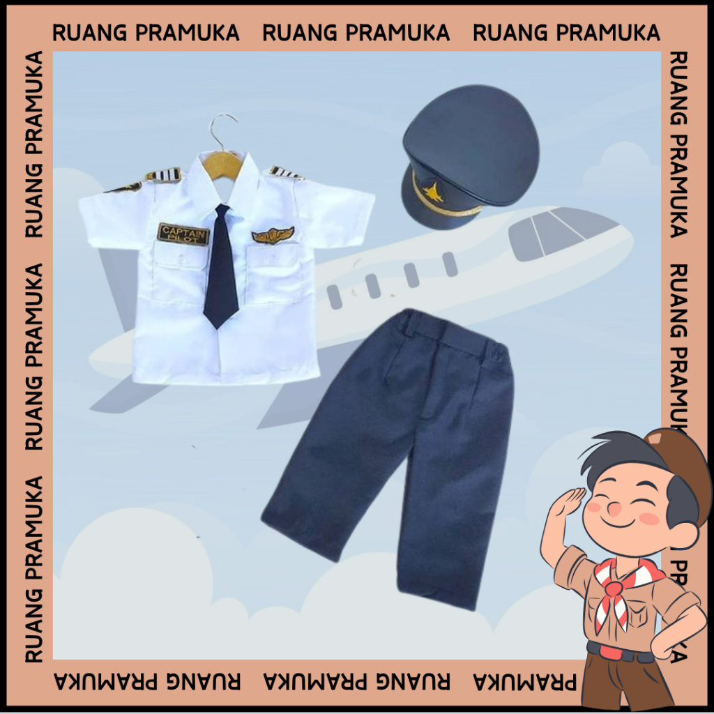 Kostum Pilot Anak Baju Karnaval Pilot Anak Free Topi