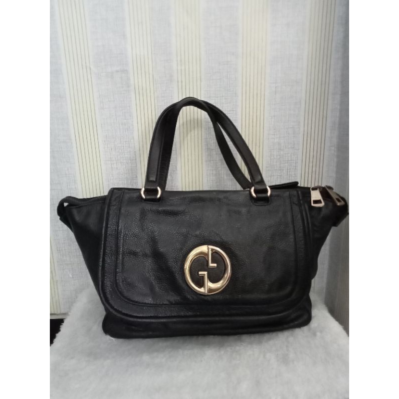 Tas kulit Gucci 1973 top handle bag hitam