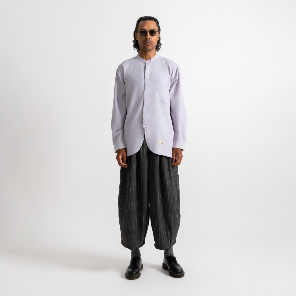 HEIM - Collarless Diamond Grey Shirt / Kemeja Tanpa Kerah Koko Korduroy Abu Premium