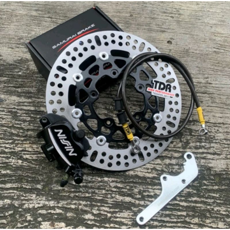 PAKET VARIO LUBANG 5 KALIPER 2P NSSN SAMURAI+DISC+SELANG REM TDR VARIO 125 VARIO 150 LUBANG 5