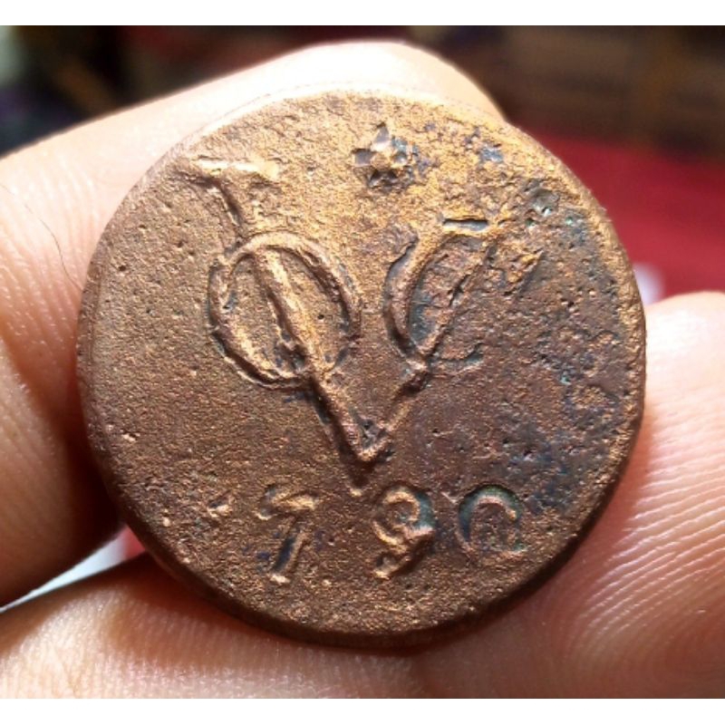 Koin VOC Double Duit Utrech 1790 Error