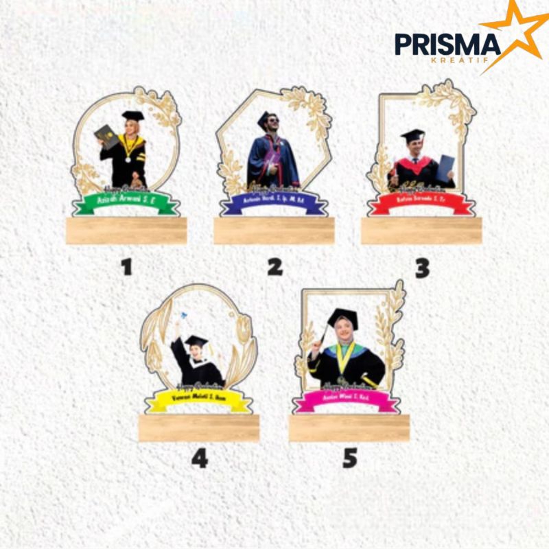 Plakat Wisuda Custom Akrilik Tatakan kayu Hadiah Wisuda Akrilik Kado Wisuda Akrilik