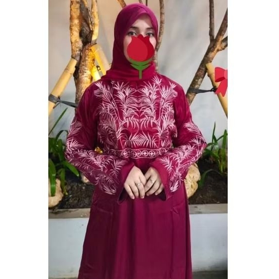 GAMIS BORDIR KOMPUTER MARWA MERAH HATI