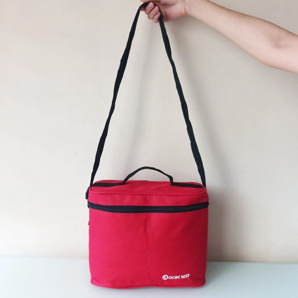 Tas Bekal Serbaguna Selempang Unisex Pria Wanita Merah