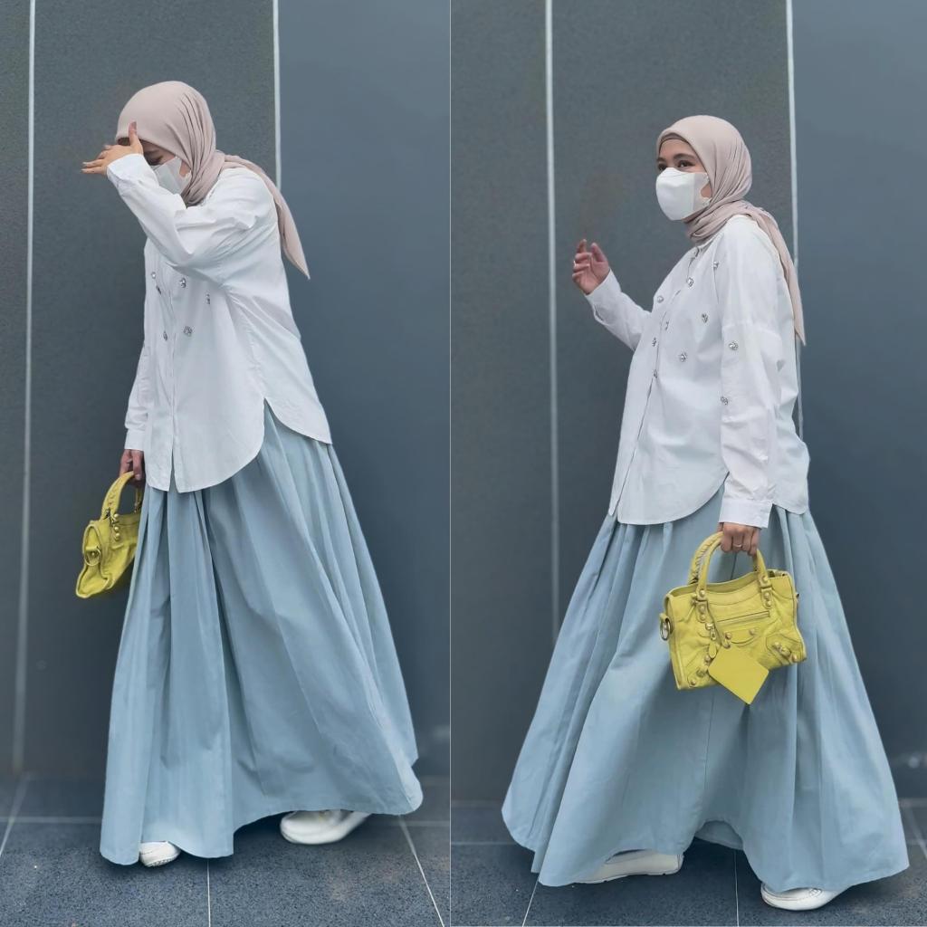 Rok Linen Rempel / Linen Skirt Ruffle / Rok Jumbo / Elora Mecca