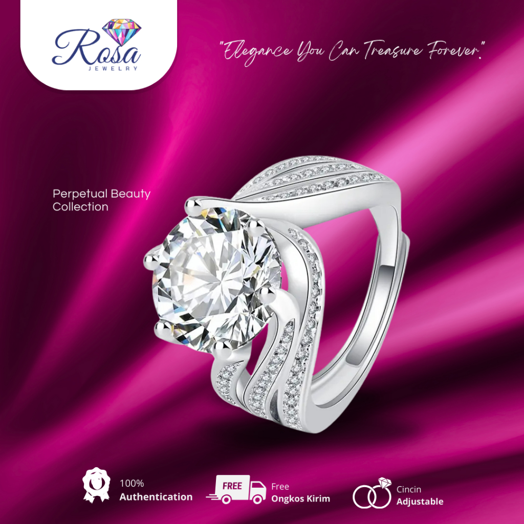[C04] ROSE FASHION Cincin Platinum Unisex dengan permata Zirkon - Jewellery Kawin cincinn