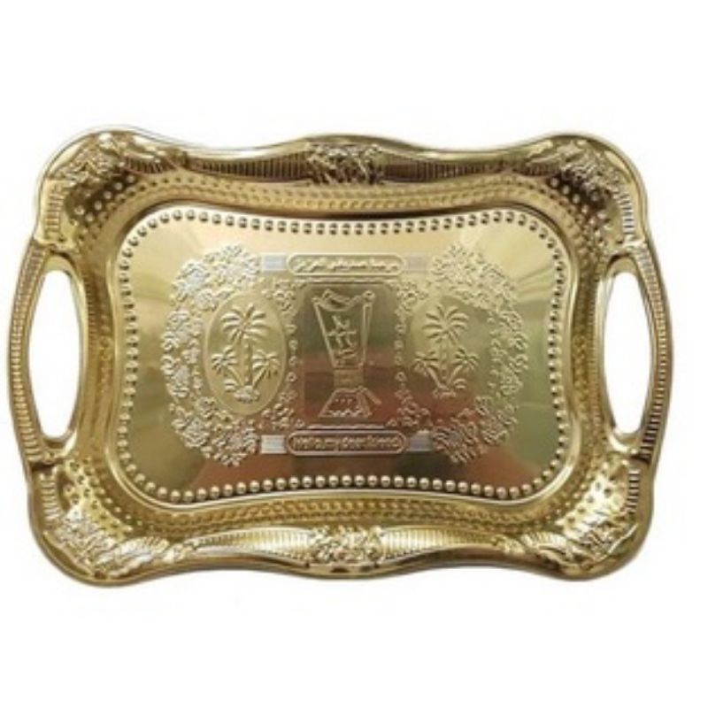 Baki Arab Emas Stainless Stell size 30x17 CM - Nampan Nasi Kebuli Gold