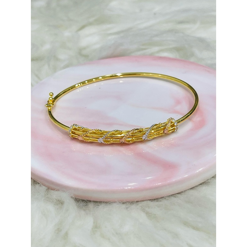 gelang bangle bambu ulir warna warni terbaru emas asli kadar 700