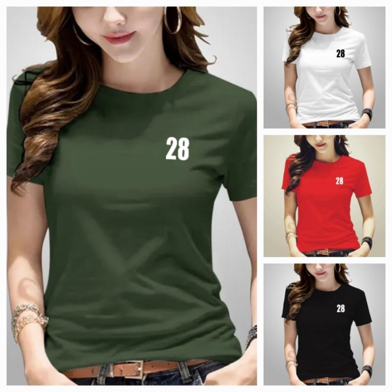 KAOS WANITA CASUAL O NECK ANGKA