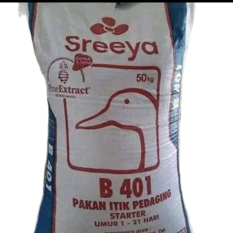 SREEYA B401 PUR PAKAN ITIK BEBEK ENTOK PEDAGING 1KG