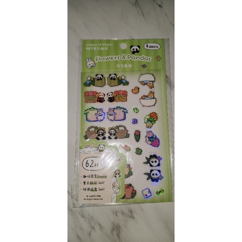 

flowers and panda sticker 4 lembar
