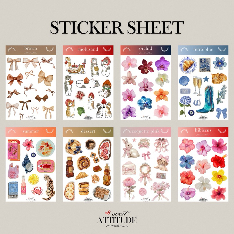 

SweetAttitude - Sticker Sheet Pack / Sticker Sheet Aesthetic Stiker Deco Pack Scrapbook Coquette Sticker Journaling Scrapping Sticker Phonecase Stiker Dekorasi Botol Tumblr Stiker Tempel Hiasan Laptop