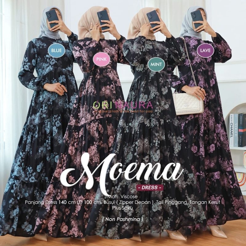 MOEMA DRES Gamis Dres Motif Rayon Ori Naura
