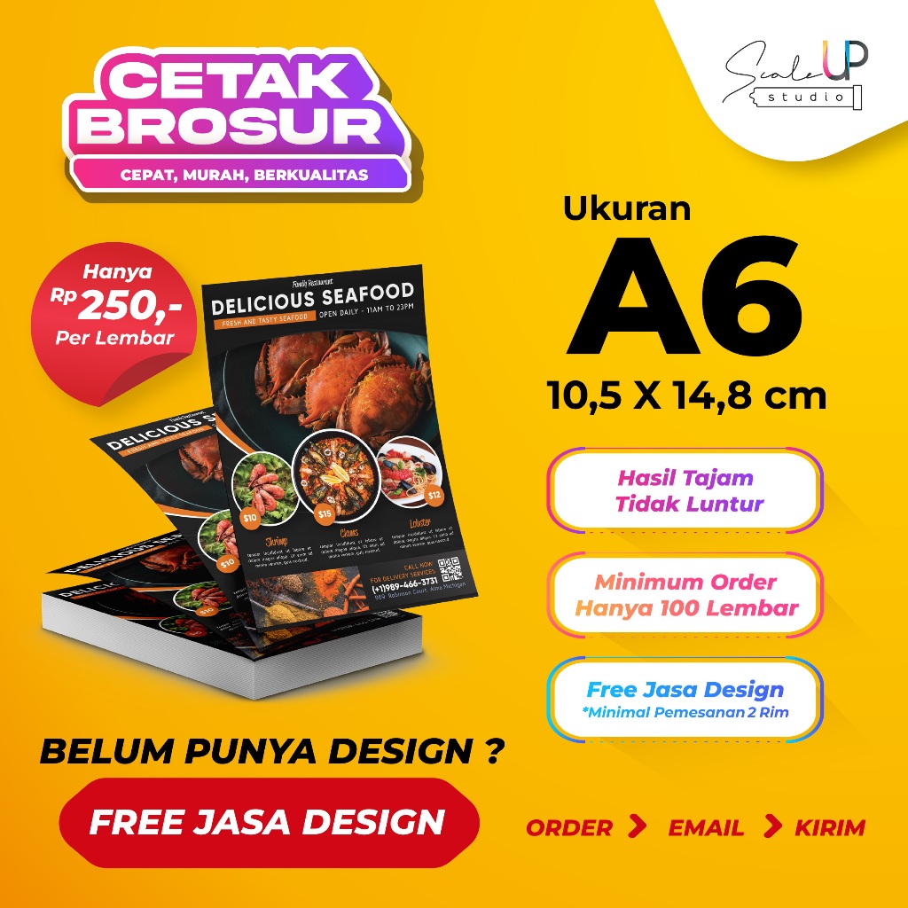 

Cetak Brosur Flyer A6 (1 Sisi/2 Sisi) | Art Paper/Carton/HVS/Matte Paper