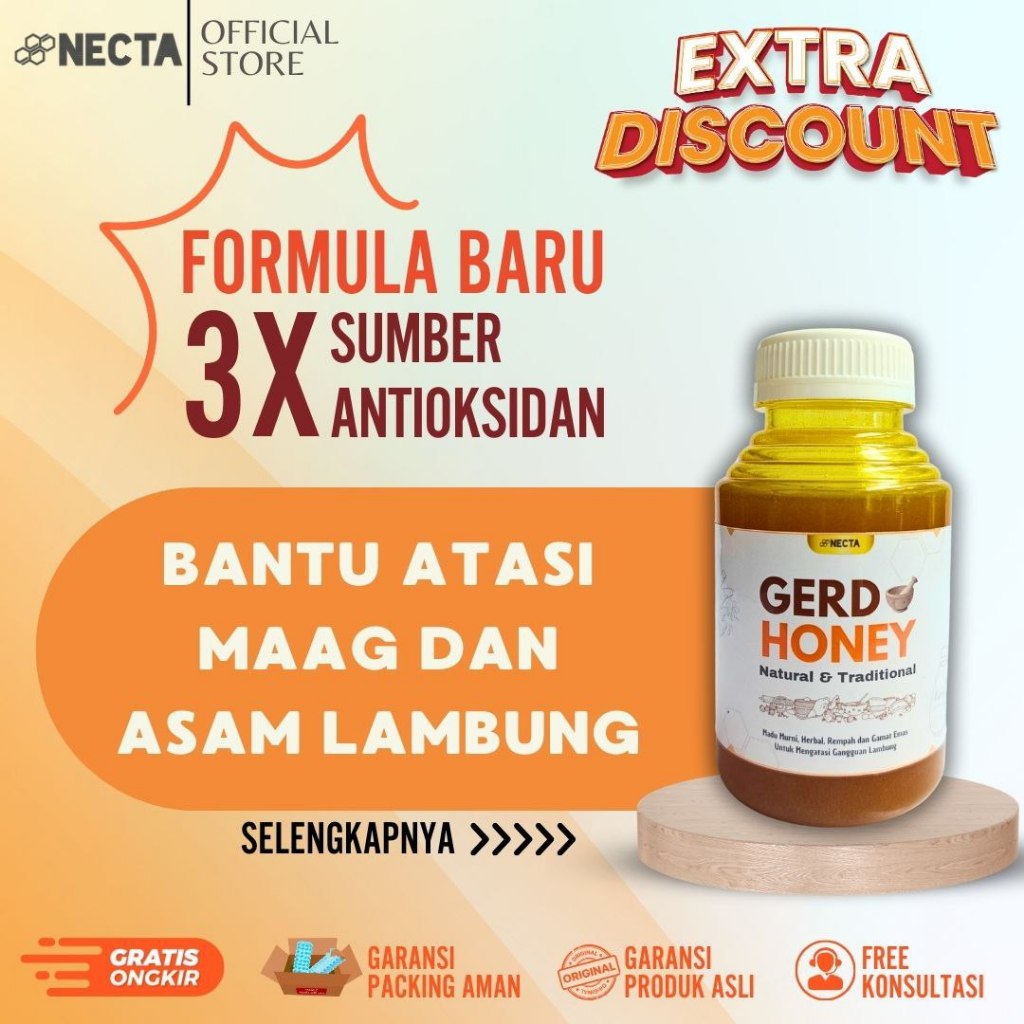 Madu Herbal Maag Gerd dan Lambung | Nectafarm Gerd Honey Plus Gamat Emas
