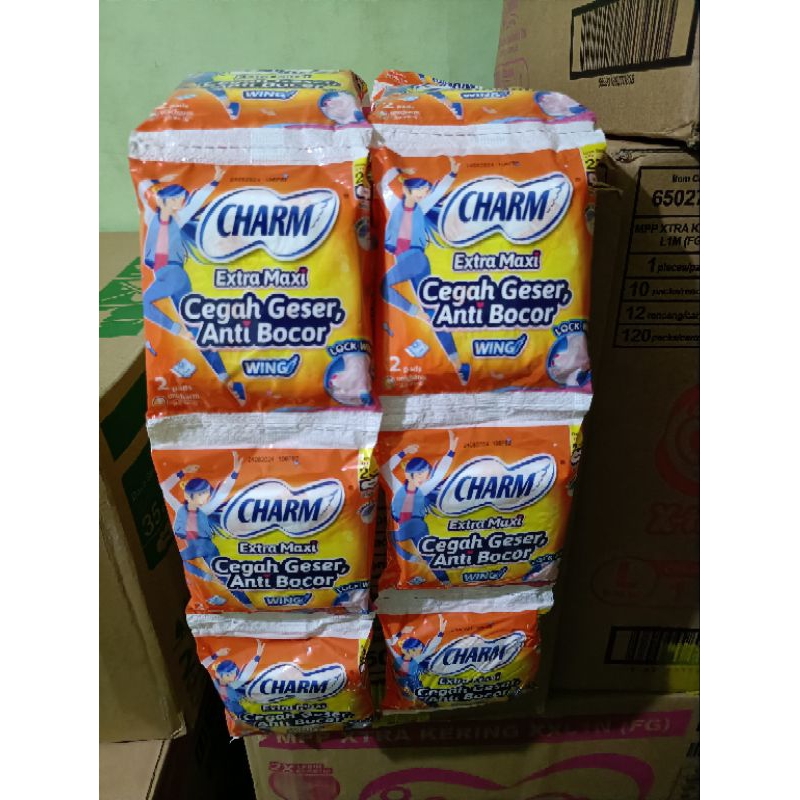 Promo pembalut wanita charm extra maxi wing2 renceng (3 renceng)