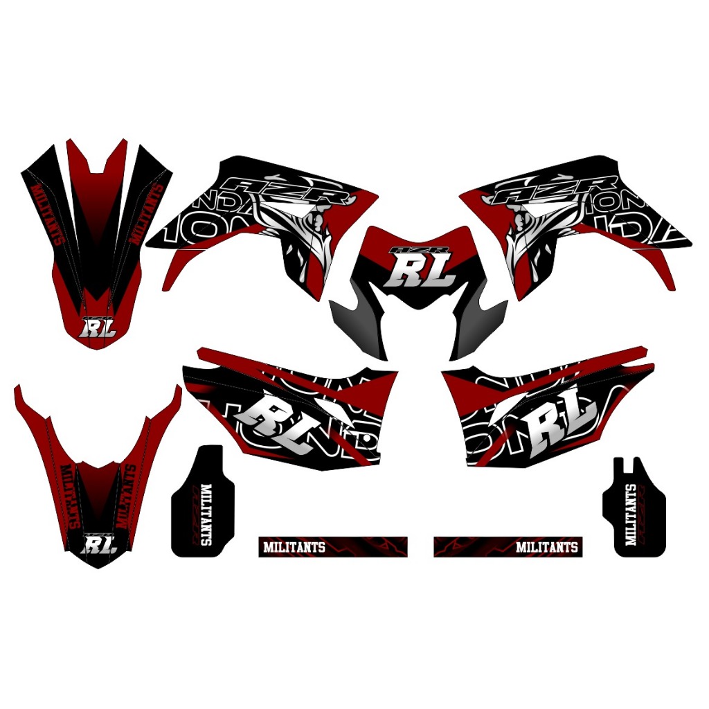 Decal sticker CRF 150l - decal sticker crf 150l motif simpel hitam gradasi merah