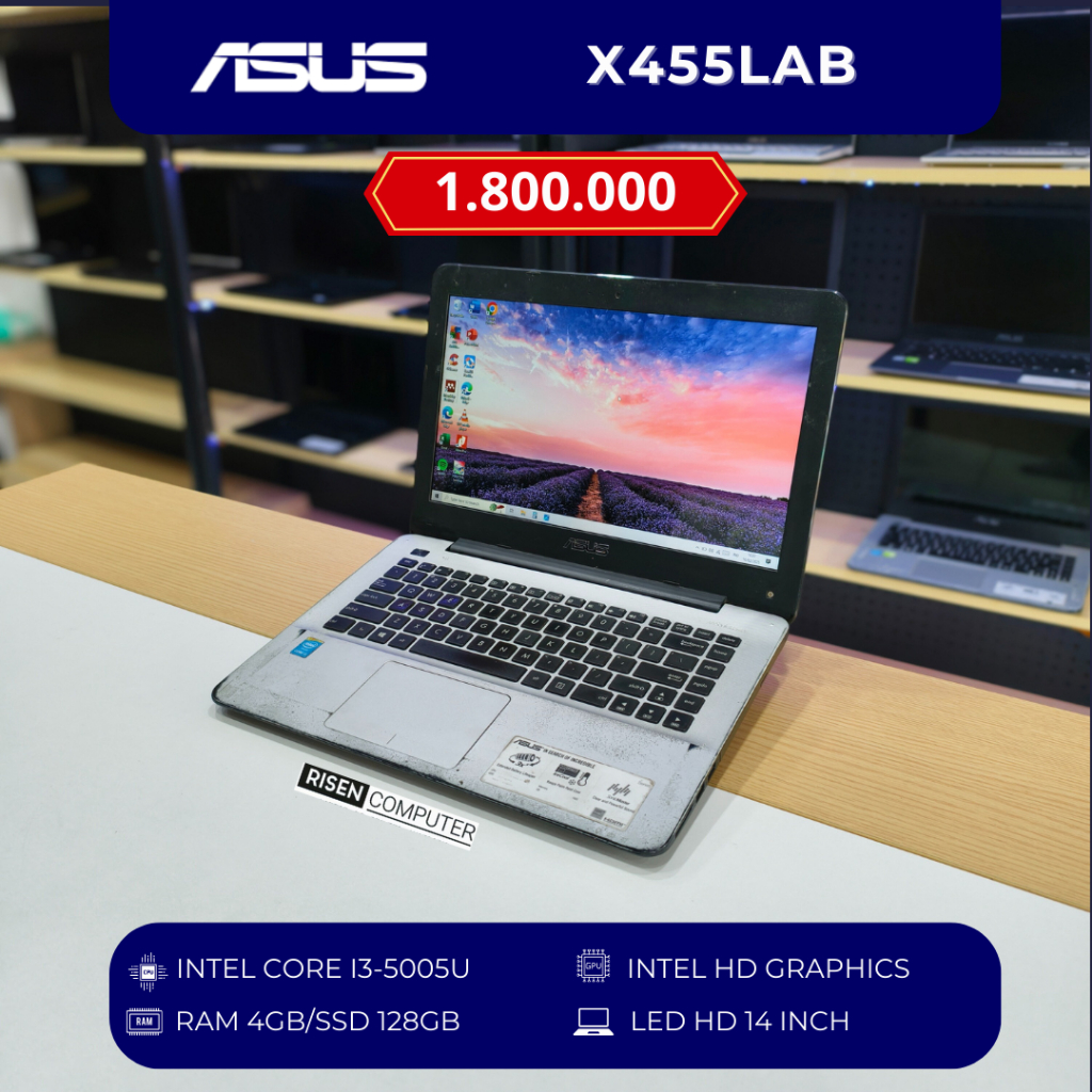Laptop Asus X455LAB Intel Core i3-5005U RAM 4GB SSD 128GB HD 14inch Notebook Second Seken Bekas Mura