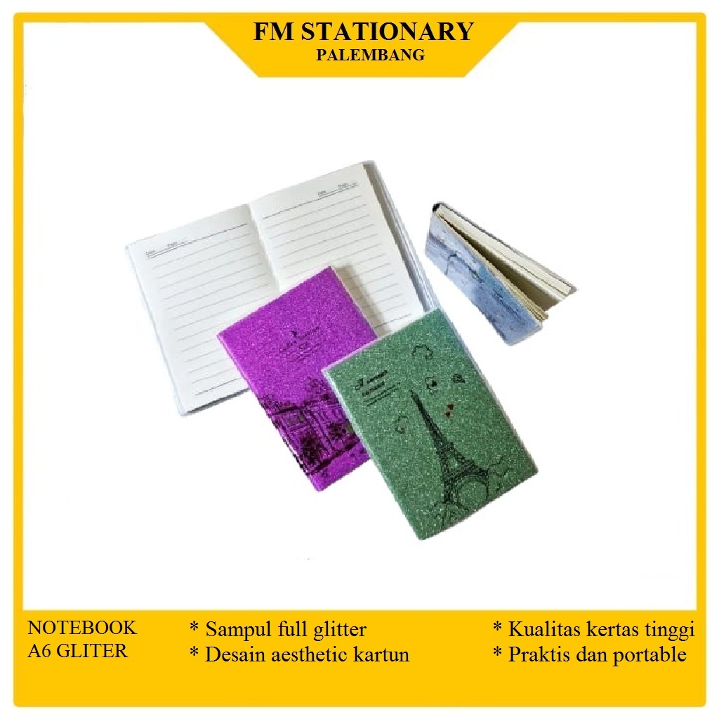 

NOTE BOOK A6 (COVER GLITER)