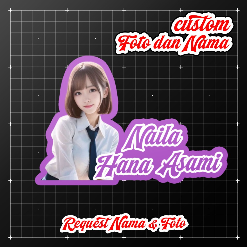 

(2 pcs) Stiker Custom Foto dan Nama Murah Free Design custom foto namanya warna menarik warna cerah gaya dekoratif