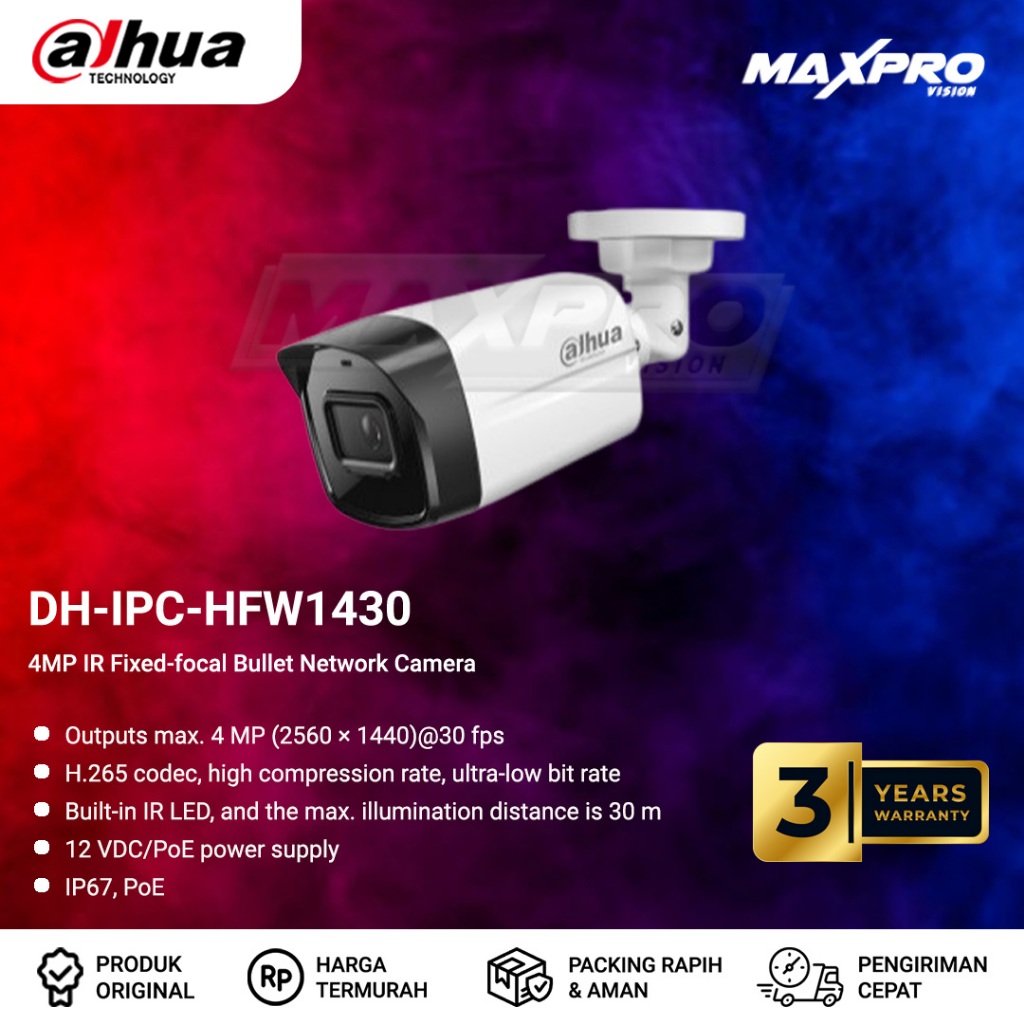 DH-IPC-HFW1430 - DAHUA IP 4MP IR BULLET CAMERA