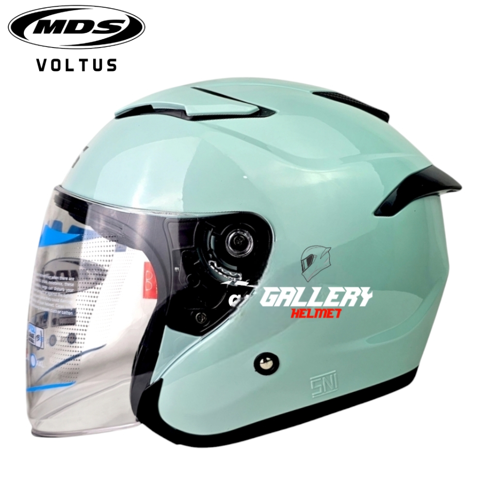 Helm Mds Voltus Solid SAGE GRENN | Helm Half Face Single Visor Suport Intercom / Model Kyt Kyoto
